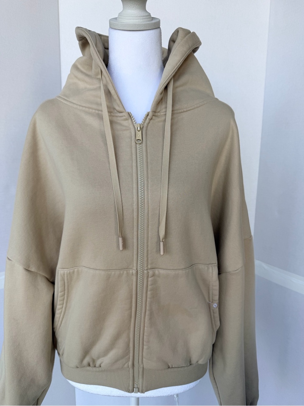 Pop flex Beige Zip-Up Hooded Jacket